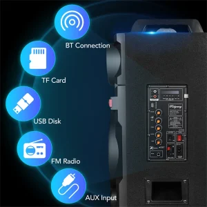 9000W Portable Bluetooth Speaker Heavy Bass Sound System - Thumbnail Image 2
