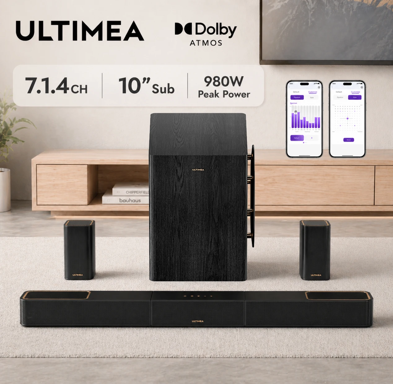 ULTIMEA 7.1.4ch Soundsystem Soundbar, Dolby Atmos & APP Control - Image 2