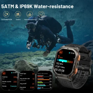KOSPET TANK M3 Ultra GPS Smart Watch 5ATM IP69K Waterproof Bluetooth - Thumbnail Image 4