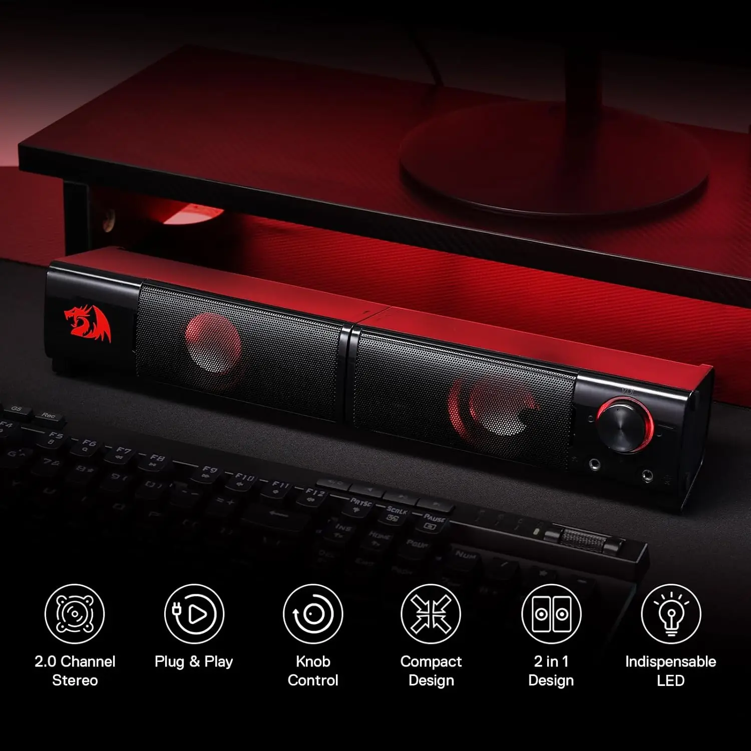 Redragon GS550 PC Gaming Speakers 2.0 Channel Sound Bar - Image 5