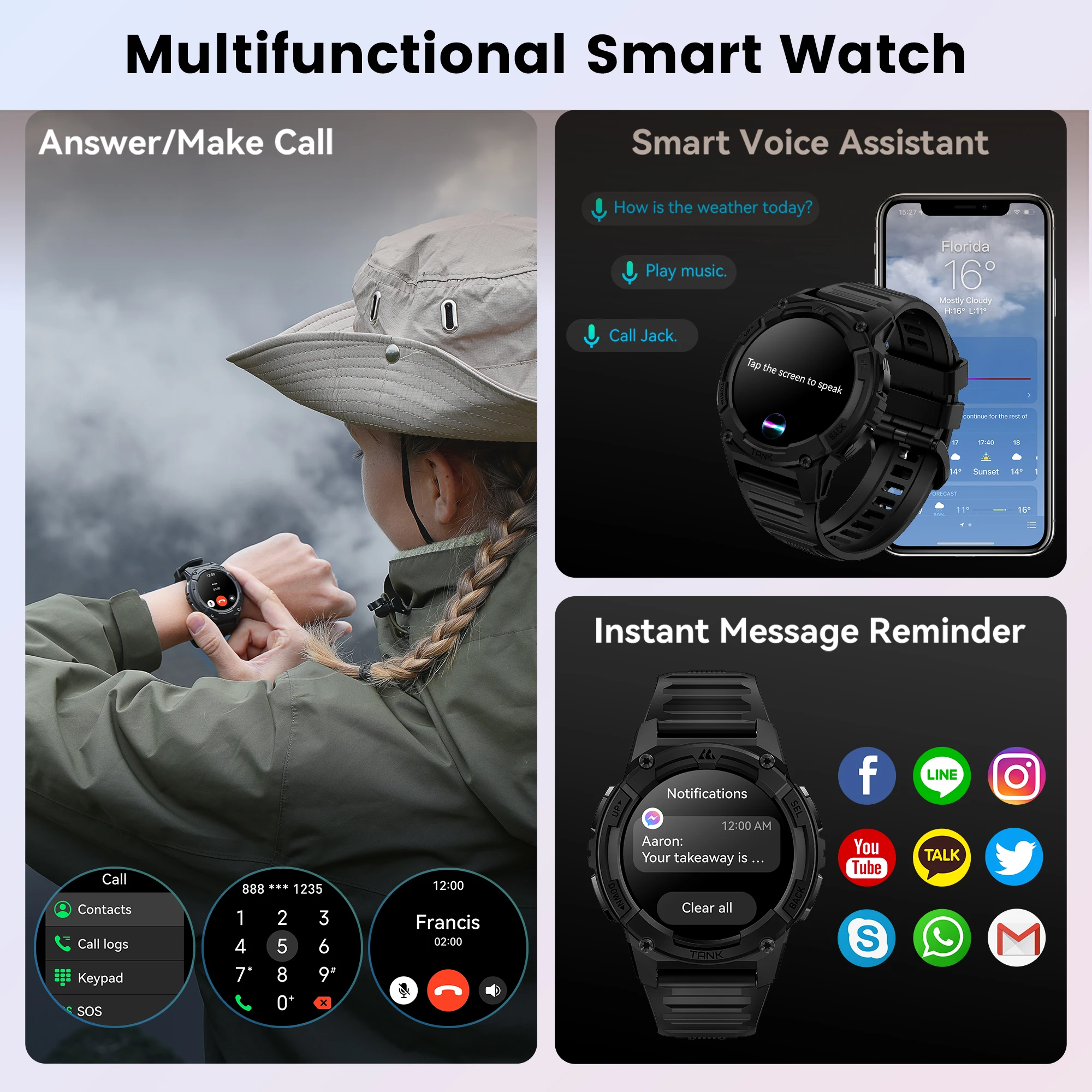 KOSPET TANK S2 GPS Smart Watch For Women Compass Altimeter Barometer Bluetooth - Image 6