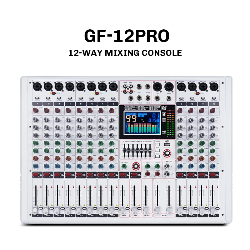 12-Channel Mixer Audio Mixer 48V 99DSP Reverb Effects Professional - Image 9
