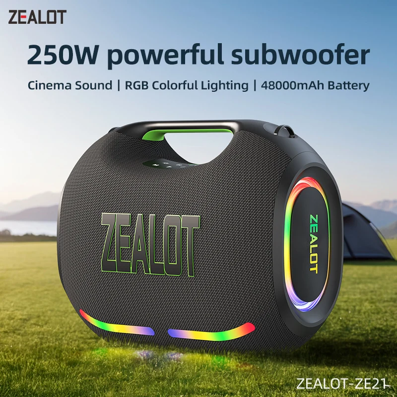 ZEALOT-ZE21 250W Big Power Wireless TWS Subwoofer Bluetooth Speaker - Image 1