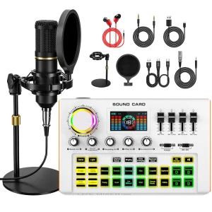 TENLAMP Y300 BM800 Podcast Microphone Bundle with Audio Mixer Professional - Thumbnail Image 9