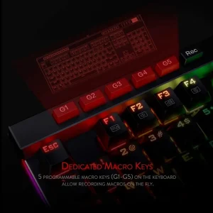 Redragon K580 VATA RGB 104 Keys LED USB Backlit Mechanical Gaming - Thumbnail Image 6