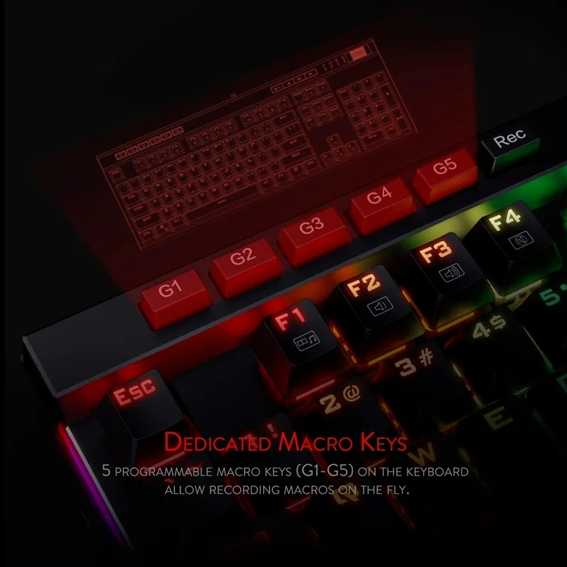 Redragon K580 VATA RGB 104 Keys LED USB Backlit Mechanical Gaming - Image 6