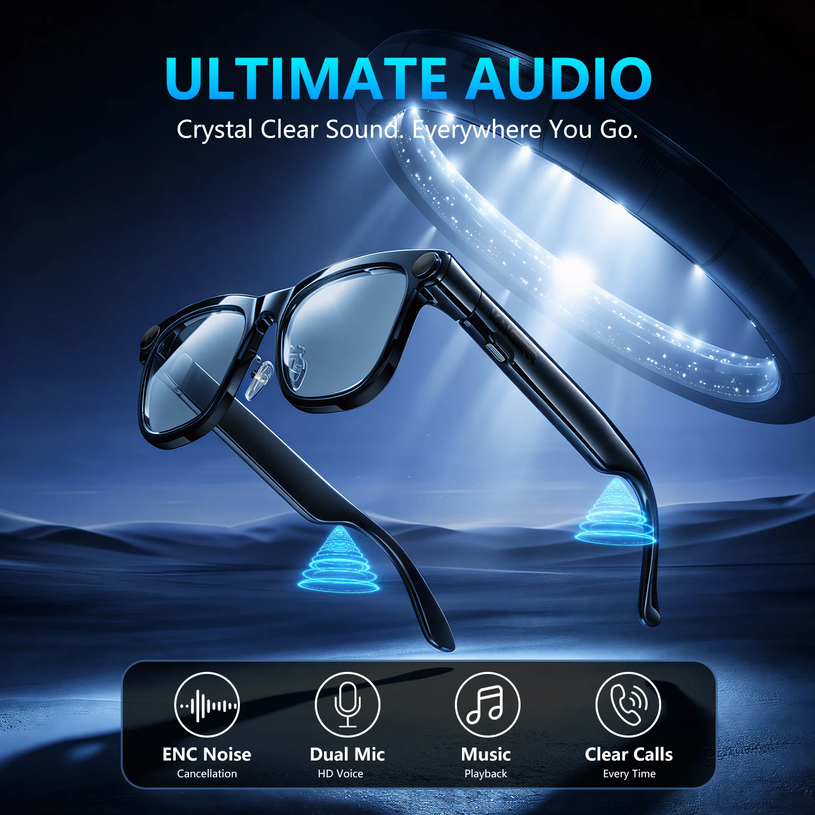 KAIGERR 300mAh Smart Glasses 4K 1300W Pixels Camera Video Recording - Image 2