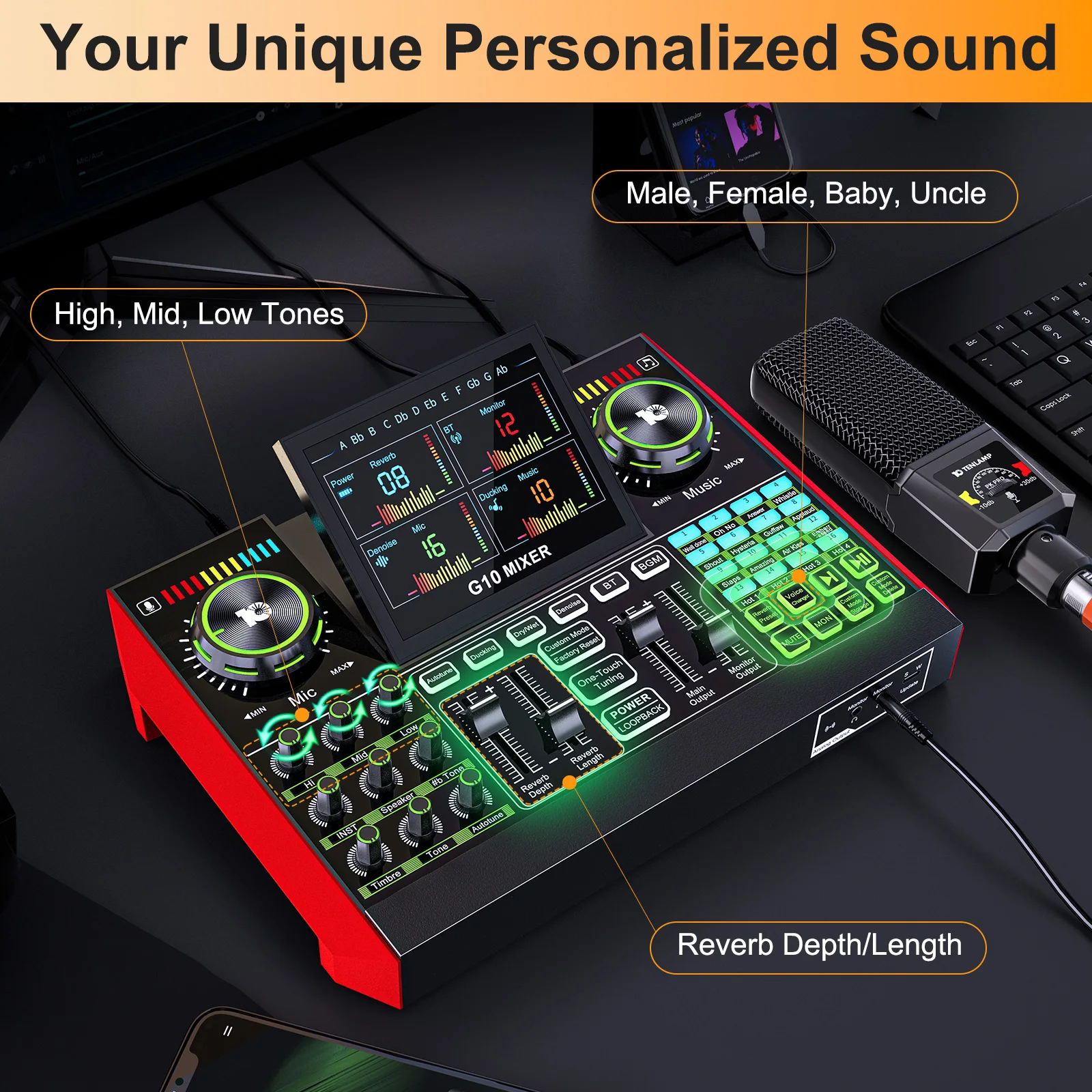 Tenlamp G10 Equipment Bundle 6 Channel with 3.5mm Microphone and Live Sound Card - Image 4